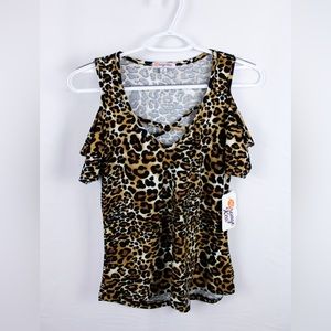 NWT ORANGE KISS CHEETAH PRINT SHIRT. Size small